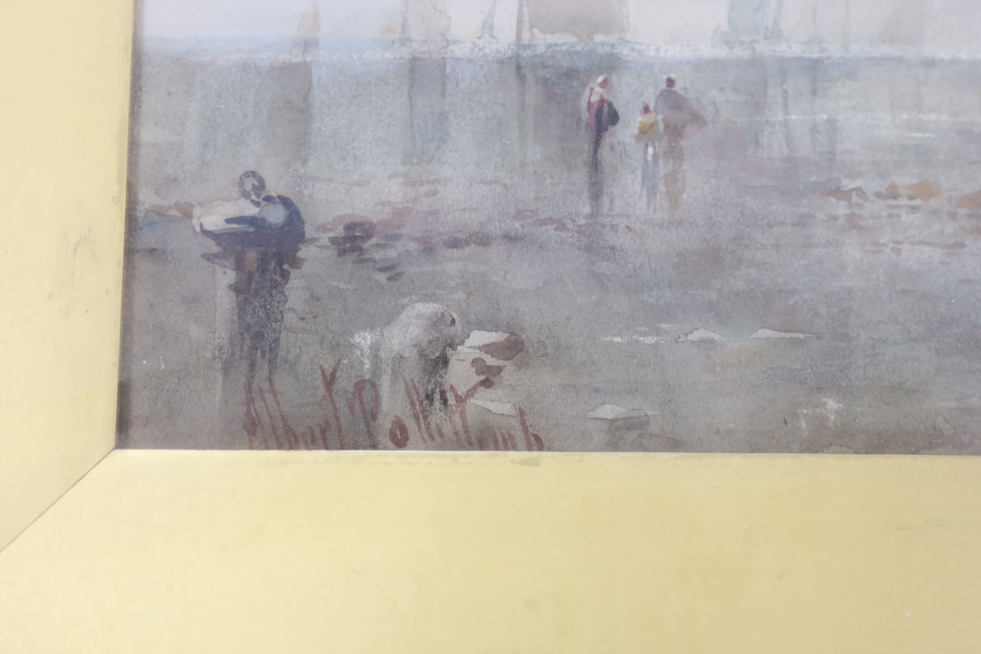 Albert Pollitt (1856-1926), watercolour, Fishing boats at low time, signed and dated, 27 x 42cm